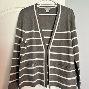 Chico's Gray and White Cardigan Sweater
